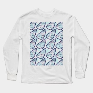 Beautiful Line Art Seashells Seamless Surface Pattern Design Long Sleeve T-Shirt